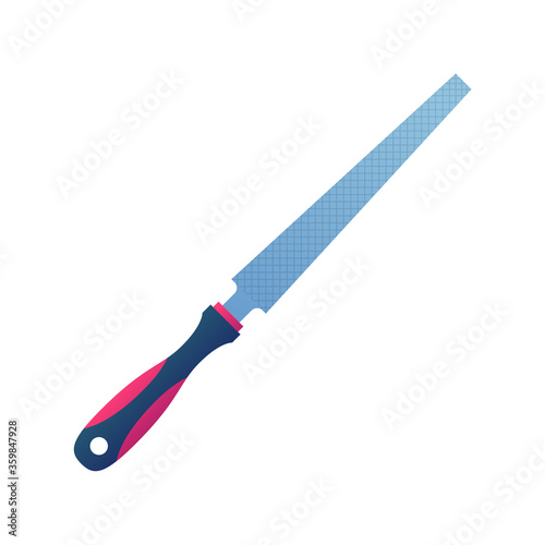 Metal rasp icon in cartoon style. Carpentry hand tool element isolated on white background. Flat rasp pictogram for DIY store website. Professional woodworking instrument vector illustration.