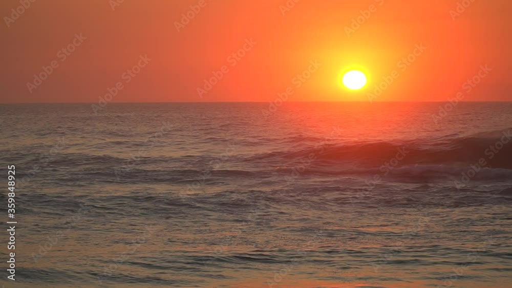 Sunset on a wavy beach in north Spain Sunset on a wavy beach in north Spain