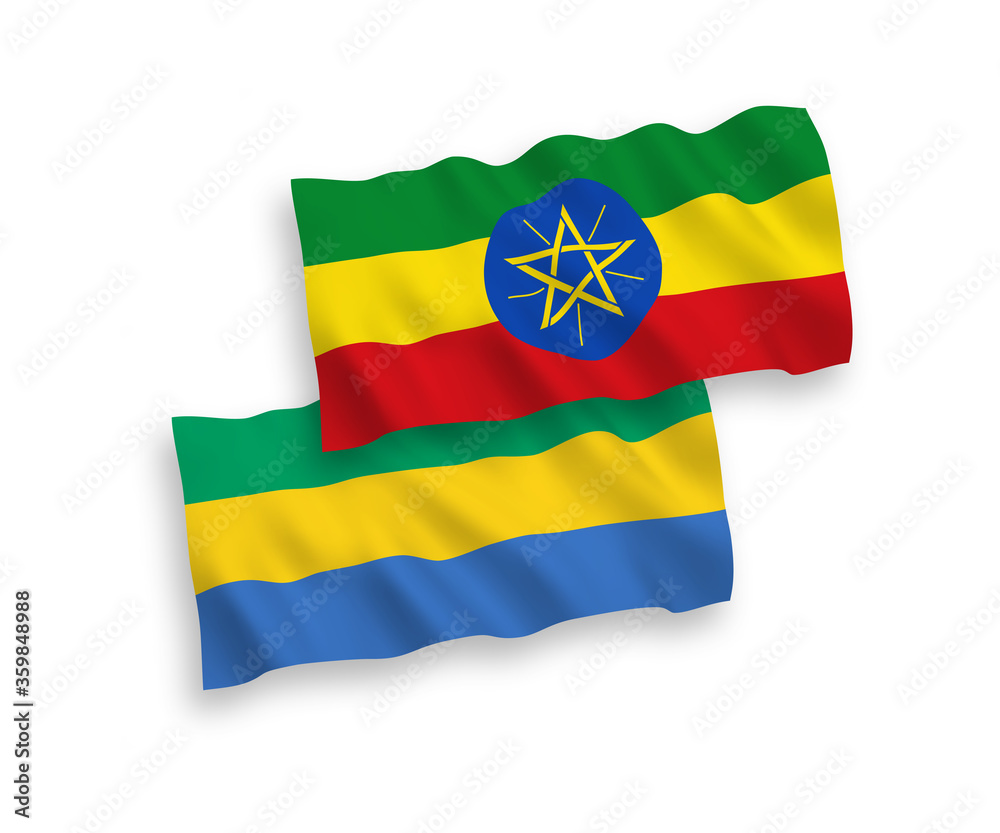 Flags of Gabon and Ethiopia on a white background Flags of Gabon and Ethiopia on a white background