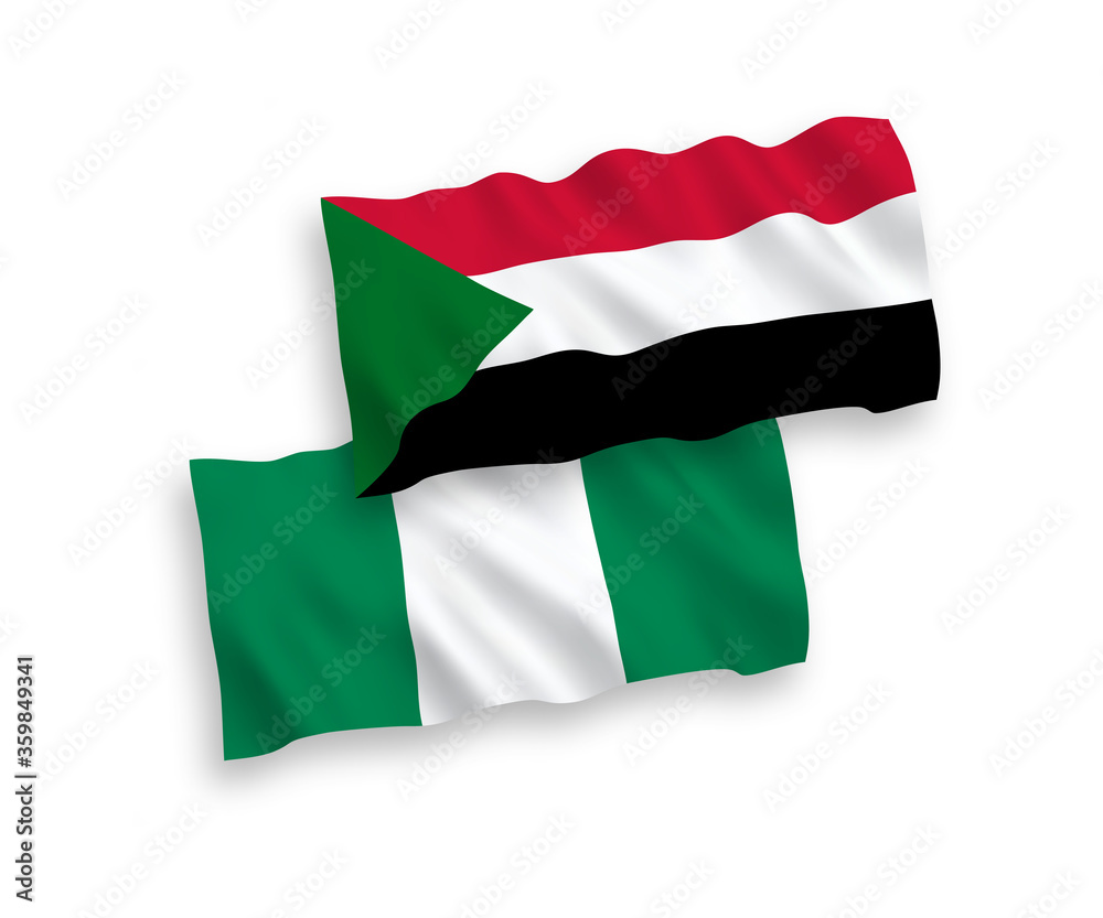 Flags of Sudan and Nigeria on a white background