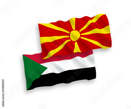 Flags of Sudan and North Macedonia on a white background