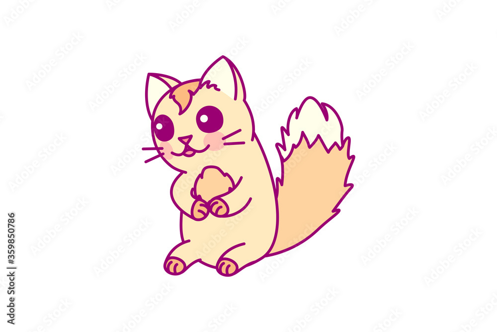 vector cute cartoon little cat. cartoon character