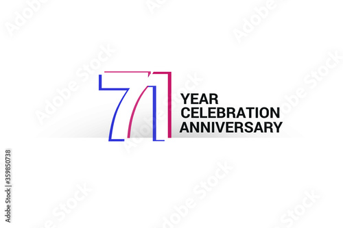 Free Download 71 year anniversary, minimalist logo years, jubilee, greeting card. invitation. Blue & Red Colors vector illustration on White background - Vector - GFXLoad