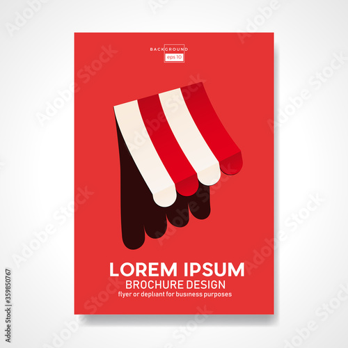Abstract awning with shadow on red background. Retro abstract vector illustration.