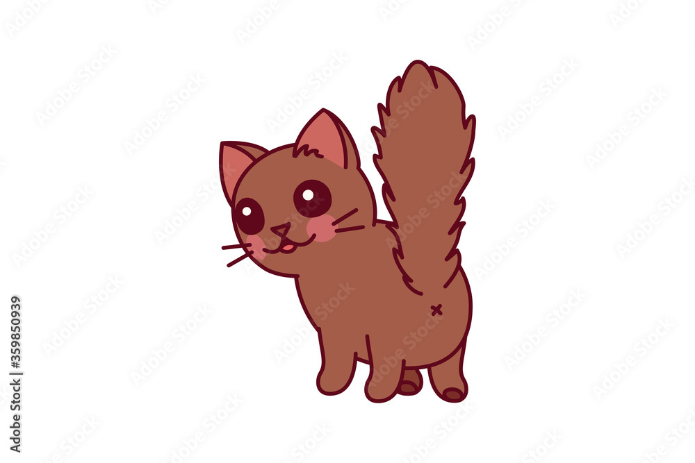 vector cute cartoon little cat. cartoon character vector cute cartoon little cat. cartoon character