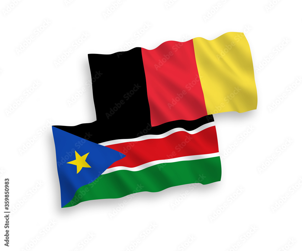 Flags of Belgium and Republic of South Sudan on a white background