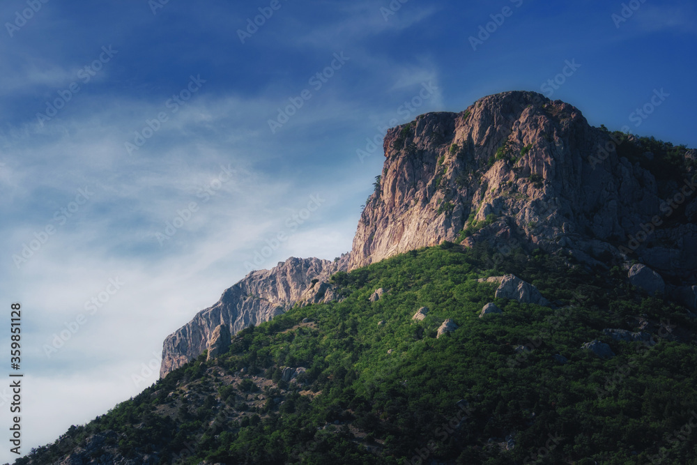 High mountain in evening time. Beautiful natural landscape High mountain in evening time. Beautiful natural landscape