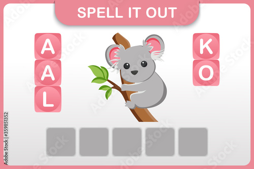 Spelling word and vocabulary worksheet : Koala