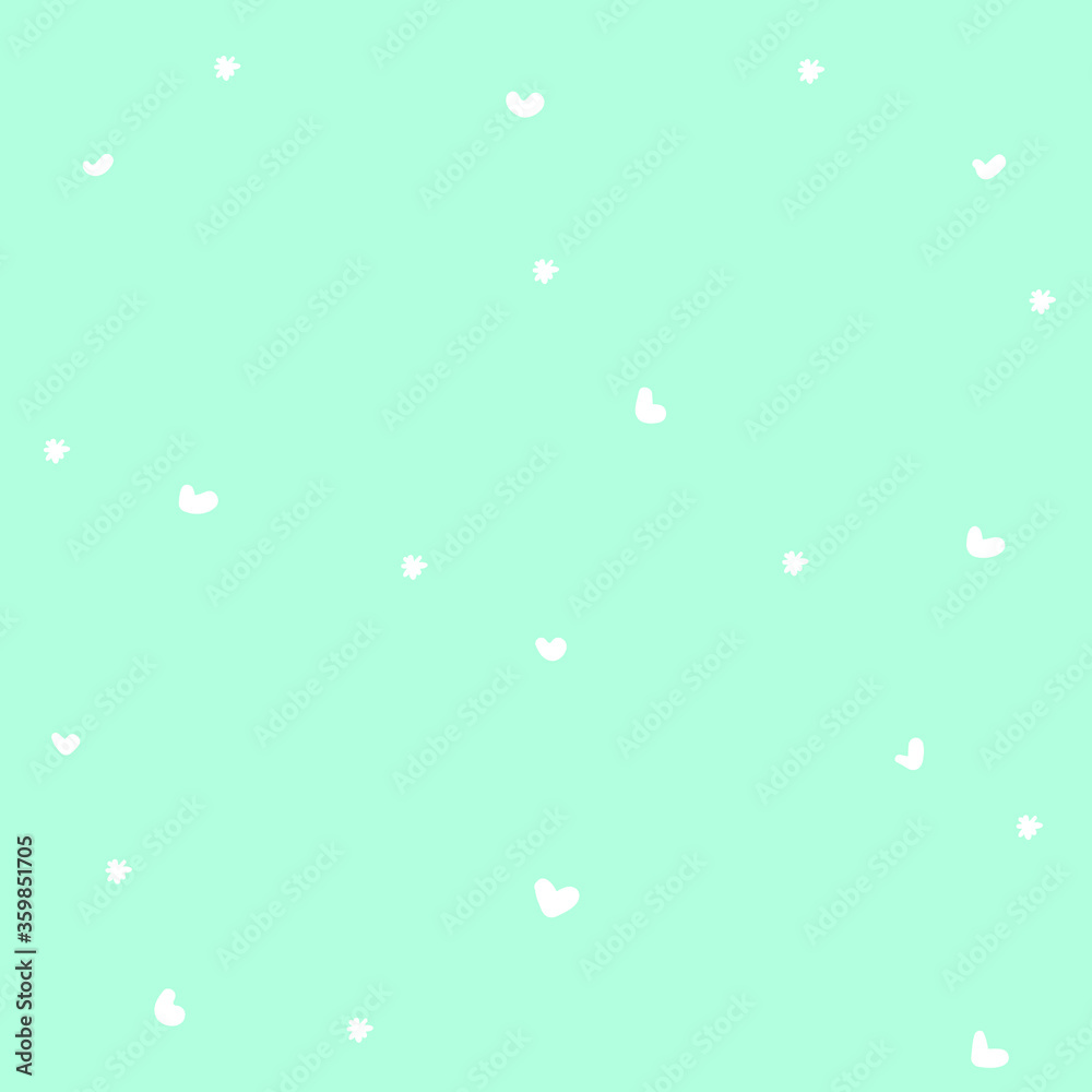 
Stars and hearts pattern on a delicate blue background for baby fabrics and scrapbooking paper.