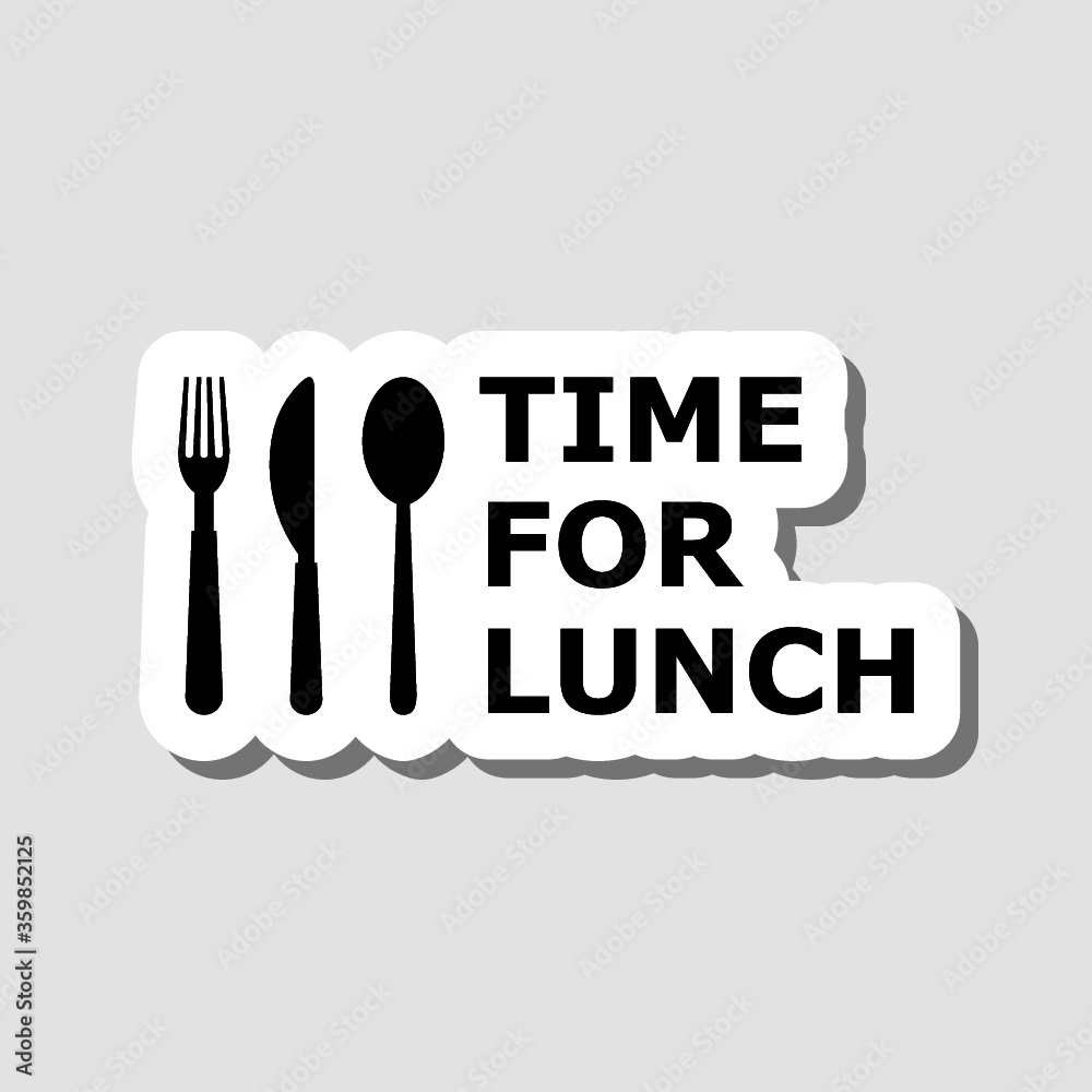 Time for lunch sticker icon isolated on gray background Time for lunch sticker icon isolated on gray background