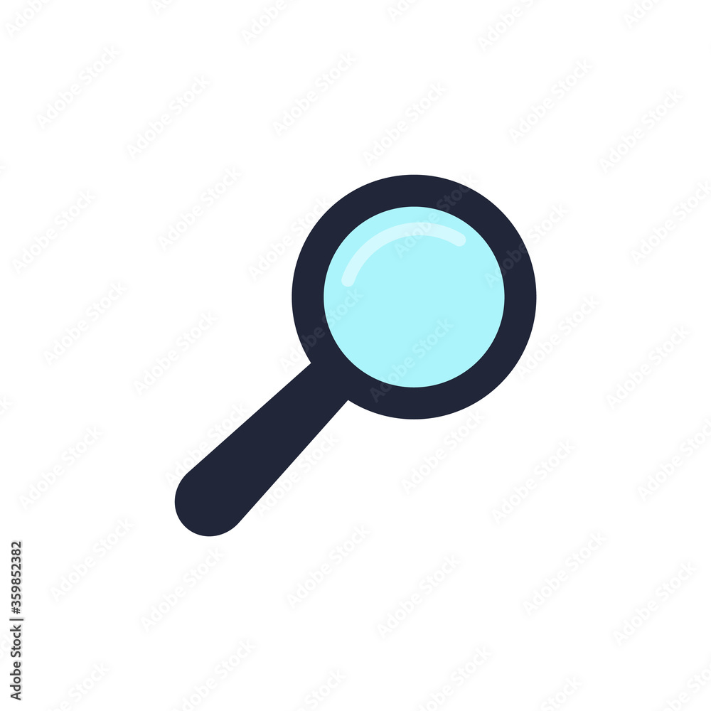 Magnifying glass flat, Magnifying glass icon, vector illustration isolated on white background Magnifying glass flat, Magnifying glass icon, vector illustration isolated on white background