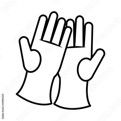cleaning gloves icon, line and fill style