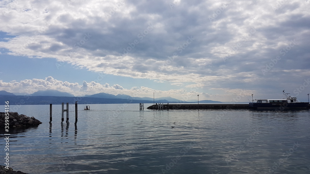 Port Lausanne Ouchy, a port and a popular lakeside resort south of the centre of Lausanne in Switzerland, at the edge of Lake Geneva Port Lausanne Ouchy, a port and a popular lakeside resort south of the centre of Lausanne in Switzerland, at the edge of Lake Geneva