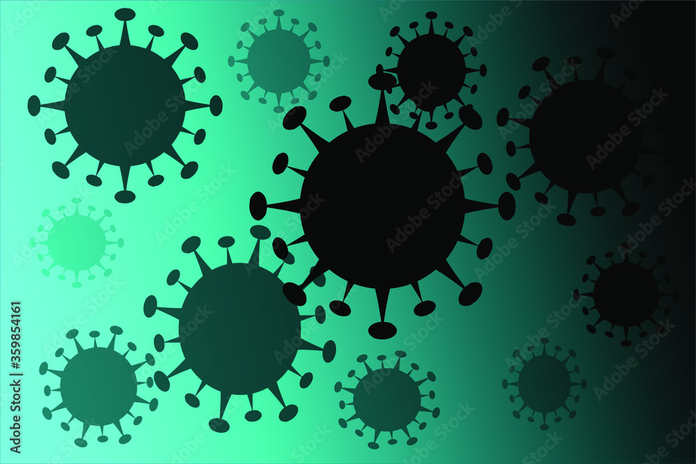 Illustration of the silhouette of Corona virus in green background. Illustration of the silhouette of Corona virus in green background.