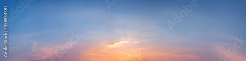 Fototapeta Naklejka Na Ścianę i Meble -  Panorama of Dramatic vibrant color with beautiful cloud of sunrise and sunset. Panoramic image.