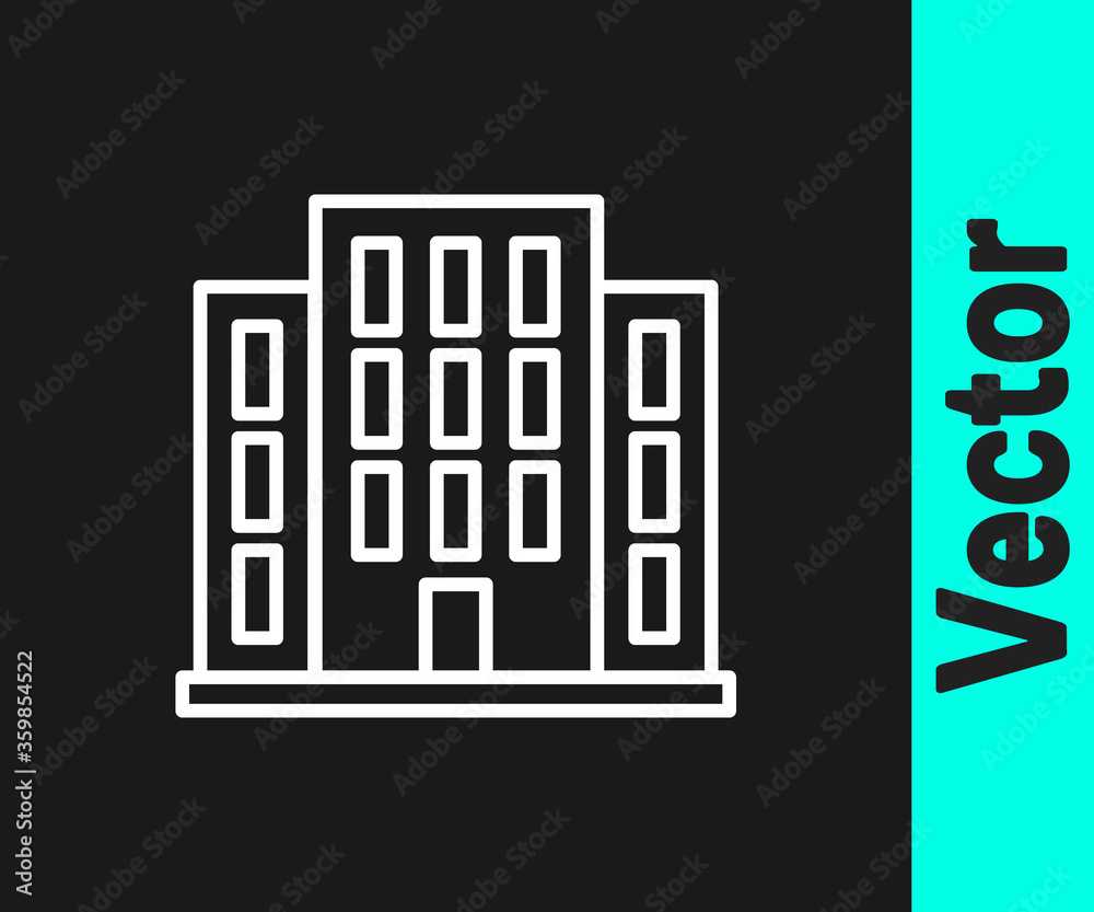 White line House icon isolated on black background. Home symbol. Vector Illustration. White line House icon isolated on black background. Home symbol. Vector Illustration.