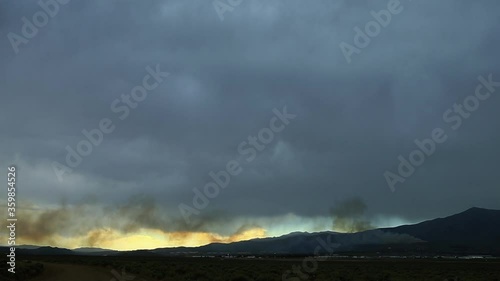 Brush Fire on Peavine Mountain in Reno Nevada with Stormy Skies photo
