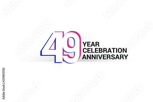 49 year anniversary, minimalist logo years, jubilee, greeting card. invitation. Blue & Red Colors vector illustration on White background - Vector © @literallysleepy