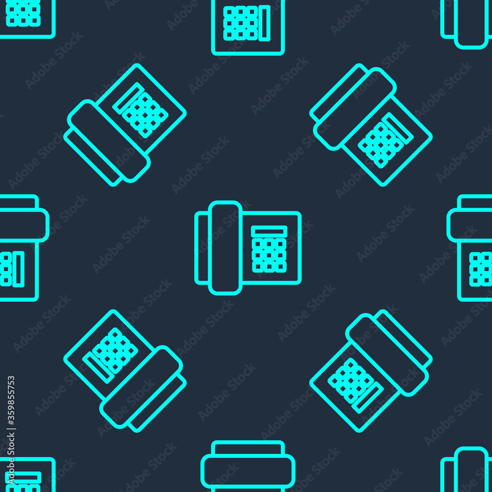 Green line Telephone icon isolated seamless pattern on blue background. Landline phone. Vector Illustration. Green line Telephone icon isolated seamless pattern on blue background. Landline phone. Vector Illustration.