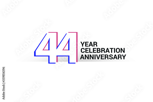 44 year anniversary, minimalist logo years, jubilee, greeting card. invitation. Blue & Red Colors vector illustration on White background - Vector © @literallysleepy