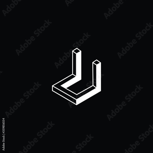 Professional Innovative 3D Initial U logo and UU logo. Letter U UU Minimal elegant Monogram. Premium Business Artistic Alphabet symbol and sign
