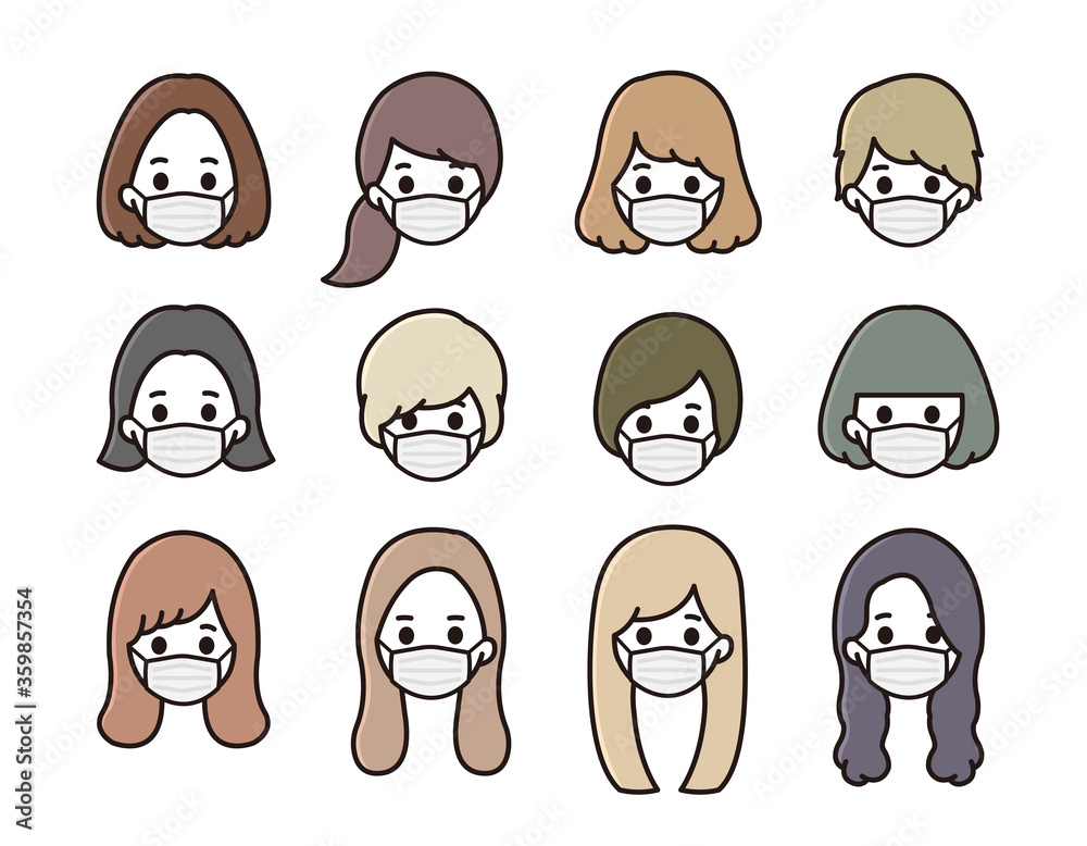 Obraz premium マスクの女性 アイコン