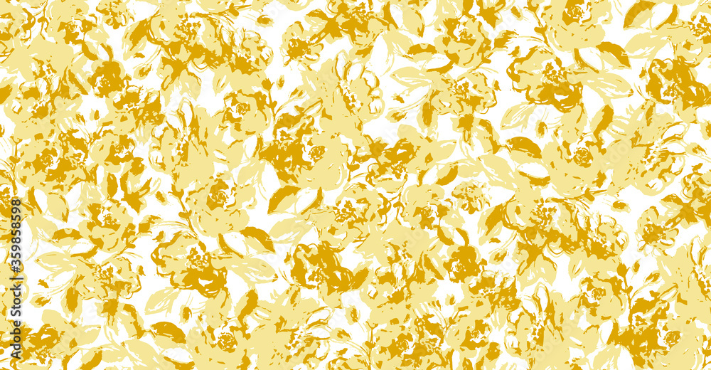 Obraz premium Abstract Vintage Flowers and Leaves Repeating Vector Pattern Isolated Background
