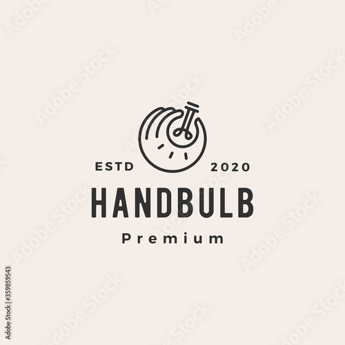 ok hand bulb hipster vintage logo vector icon illustration