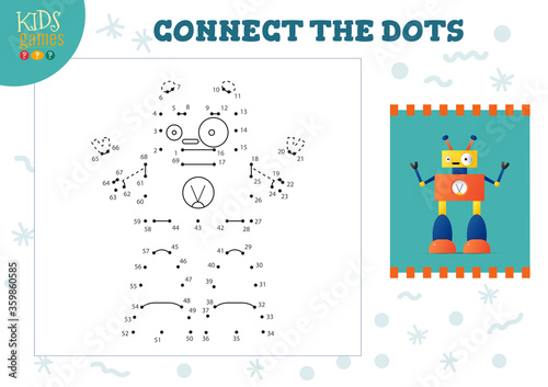 Connect the dots kids mini game vector illustration.