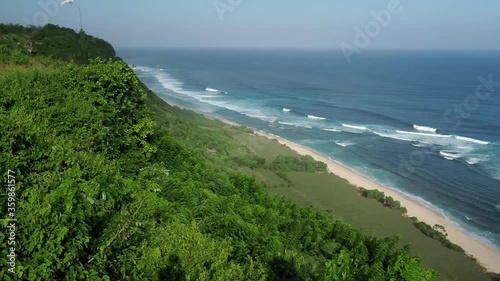 Panoramic top view of a picturesque wild beach