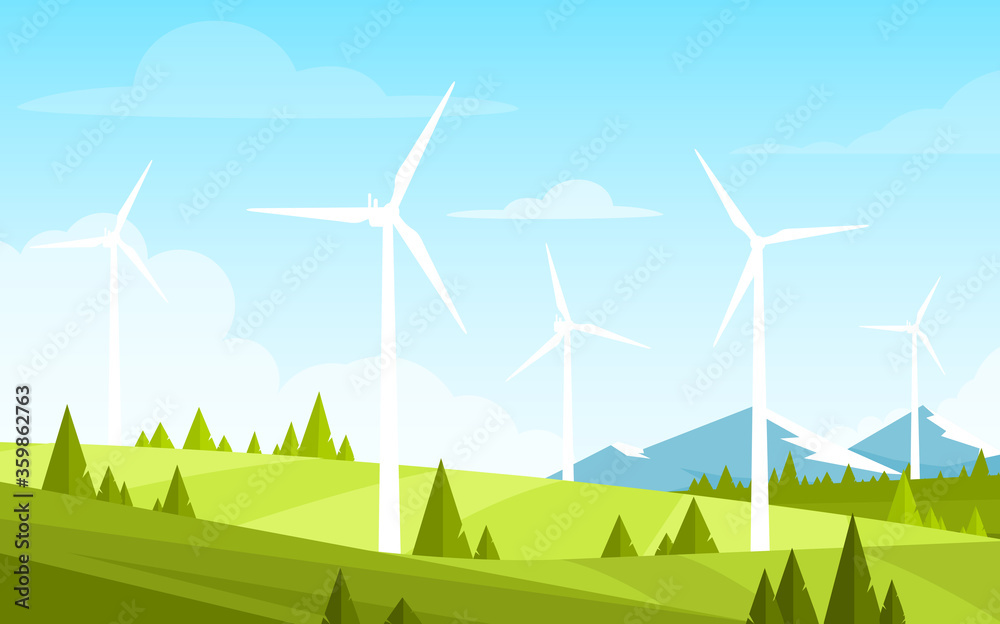 Windmill Element Vector illustration of alternative energy resource with rotation ...