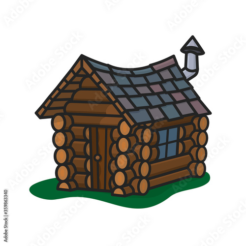 Small crooked log cabin isolated vector illustration for Log cabin Day on June 28th