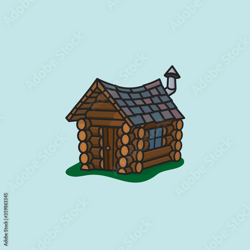 Small crooked log cabin vector illustration for Log cabin Day on June 28th
