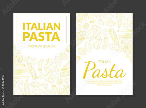 Italian Pasta Premium Quality Card Template, Traditional Cuisine Products, Food Menu, Restaurant, Cafe Design Element, Flyer, Card, Business Promote Hand Drawn Vector Illustration