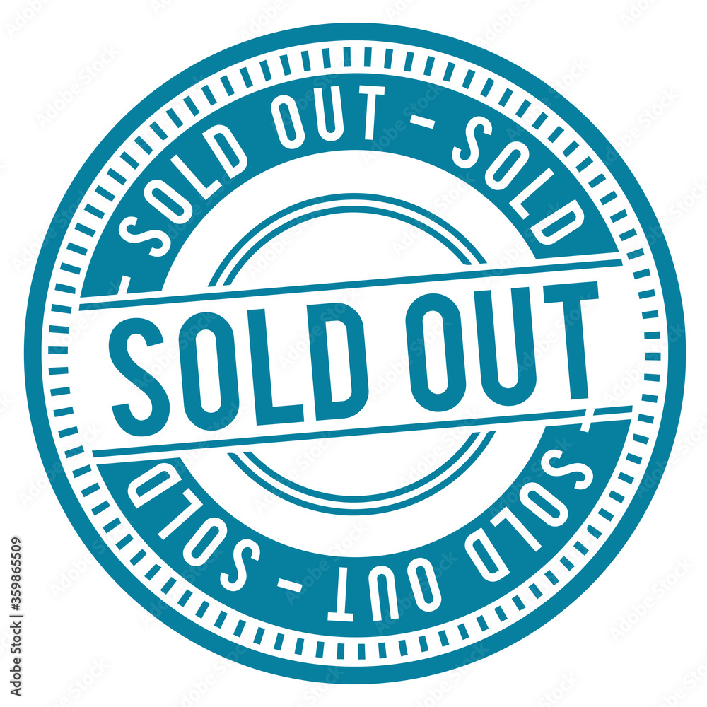 Blue Sold out Stamp. Eps10 Vector Badge.