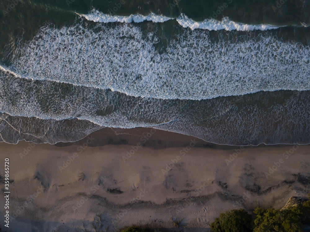 Aerial photo from a rural coastal town, New Zealand. 