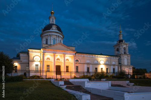 Church of Archangel Michael With Illumination In Blue Hour In Summer In Kolomna, Russia.