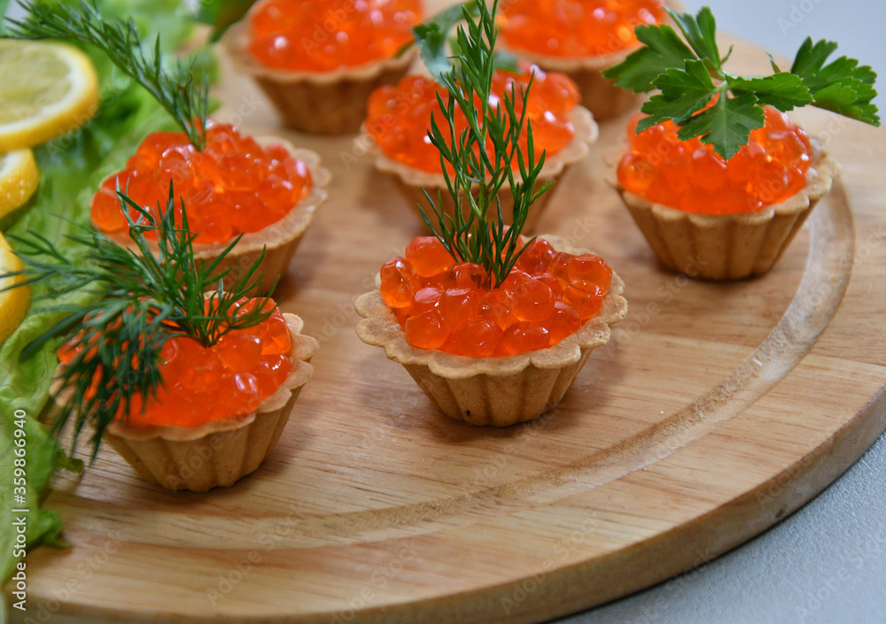 Tartlets with red caviar Tartlets with red caviar