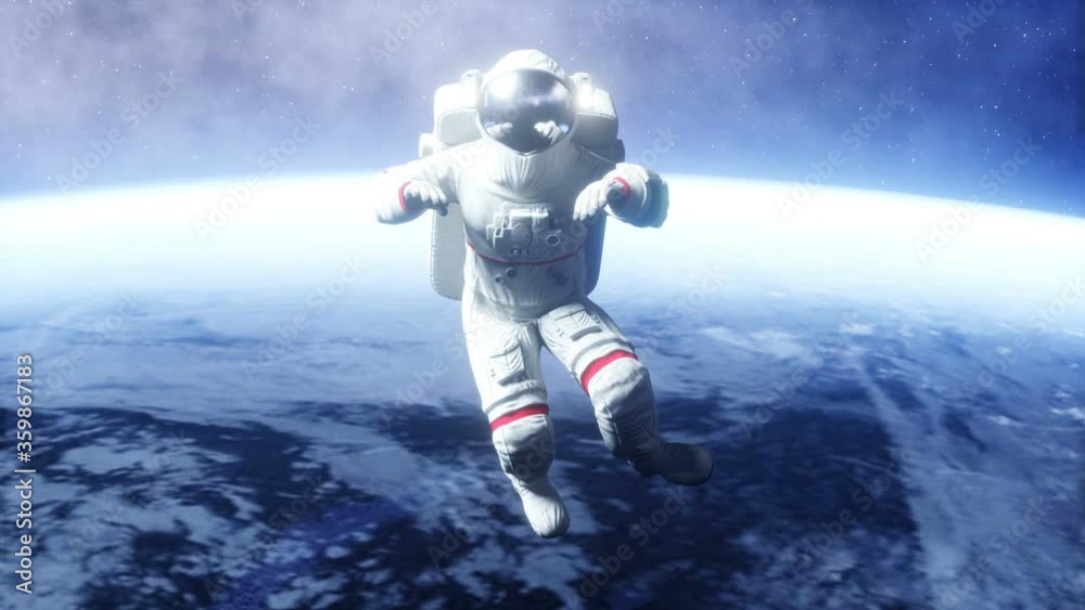 Astronaut levitation in space. Realistic 4k animation. Astronaut levitation in space. Realistic 4k animation.