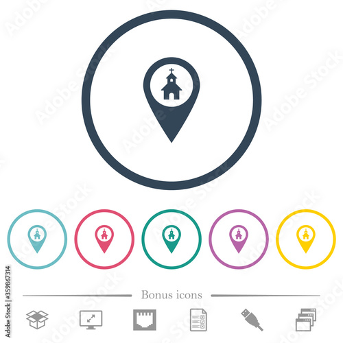 Free Download Church GPS map location flat color icons in round outlines - GFXLoad