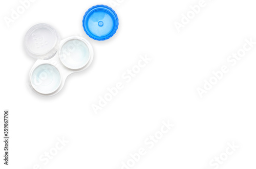 lenses in a container on a white background isolated