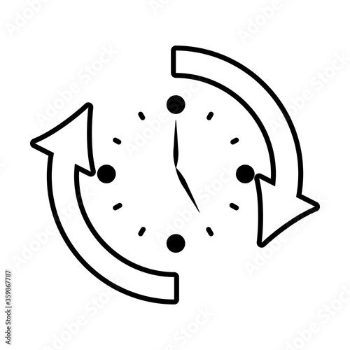 clock with sync arrows around, line style