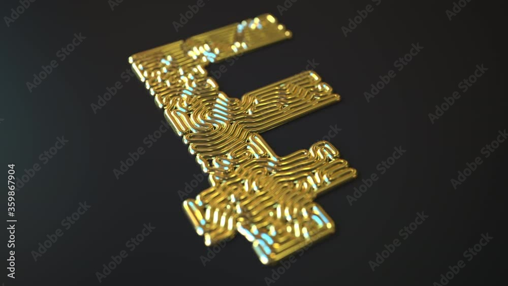 Swiss franc sign made with gold wire, 3d animation Swiss franc sign made with gold wire, 3d animation