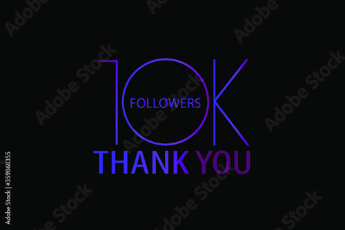 10K,10.000 Followers Luxury Black Purple Thank you anniversary, minimalist logo, jubilee on black background for Social Media - Vector