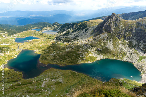 Panoramic view of The Seven Rila Lakes, Bulgaria photo
