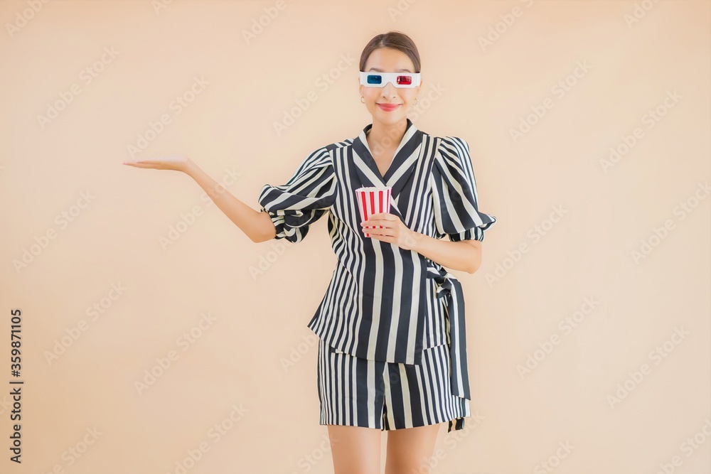 Portrait beautiful young asian woman with 3d eyeglasses Portrait beautiful young asian woman with 3d eyeglasses