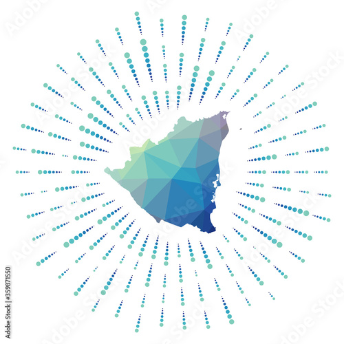 Shape of Nicaragua, polygonal sunburst. Map of the country with colorful star rays. Nicaragua illustration in digital, technology, internet, network style. Vector illustration.