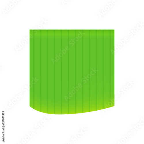 banana leaf cut out isolated on white background, banana leaf green fresh for placing thai dessert wrap, illustration banana leaf for foods package natural