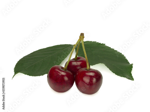 Sweet ripe cherry on a white background