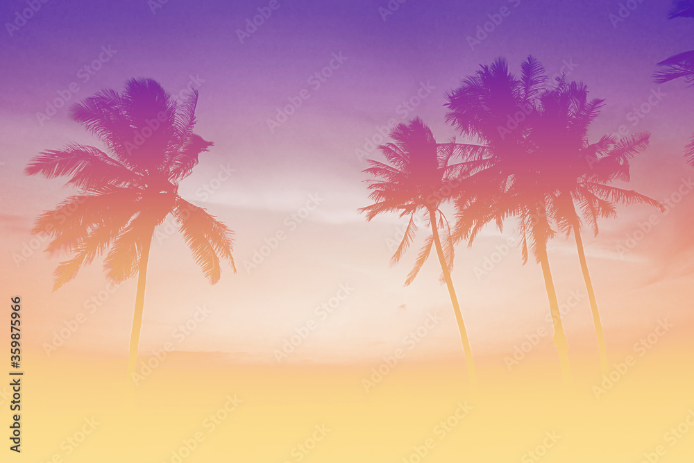 Φωτογραφία coconut palm tree on the beach in vintage pastel sweet color effect